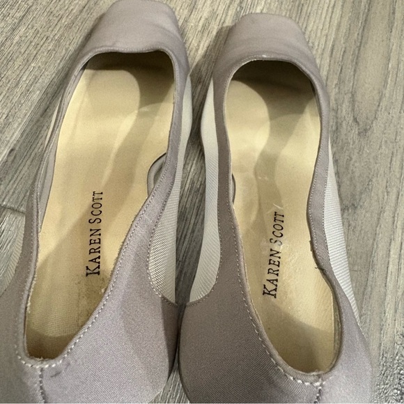 Vtg Karen Scott Mesh Square Toe Heel Pumps Gray Beige Sz 7.5M Classic Party - Picture 7 of 10